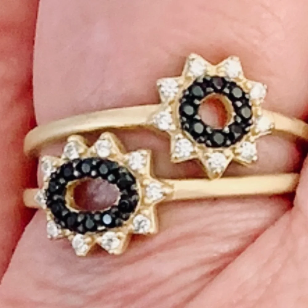 Freida Rothman Authentic Signature Marquise Station 2-Stack Ring